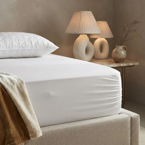 Cotton fitted sheet, White, King size, deep pocket 150 x 200 x 36cm