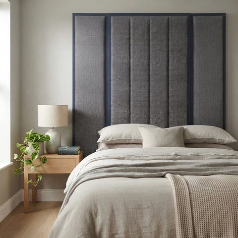 Wall mounted headboard with wings styled in a contemporary Irish bedroom - Interio